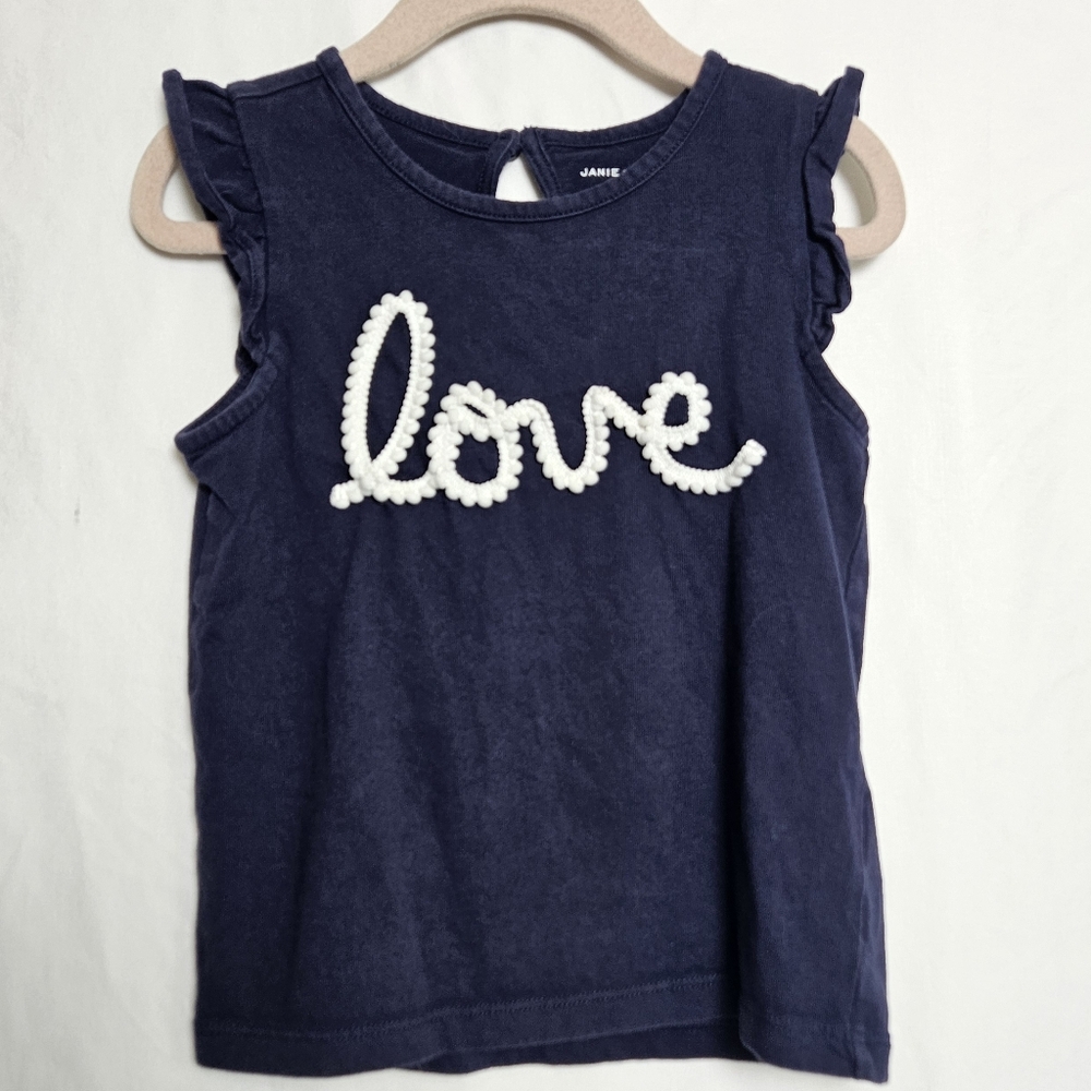 Janie And Jack Dark Blue Love Script Tank Top Size 4